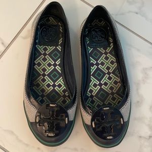Tory Burch Navy & Green Flats